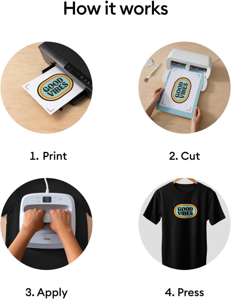 Cricut ورق طباعة قابل للكي للأقمشة الداكنة، 10 ورقات (8.5" × 11") - طباعة HTV متوافقة مع طابعات الحبر النفاث - Image 5